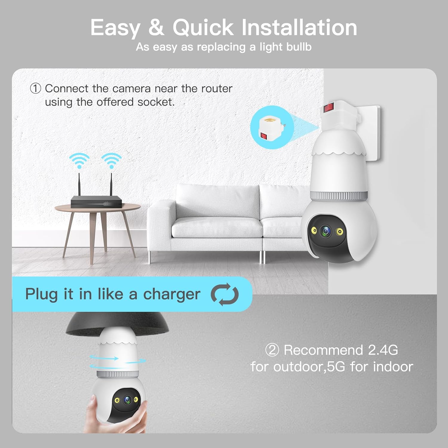 Telecamera per esterni wireless con lampadina