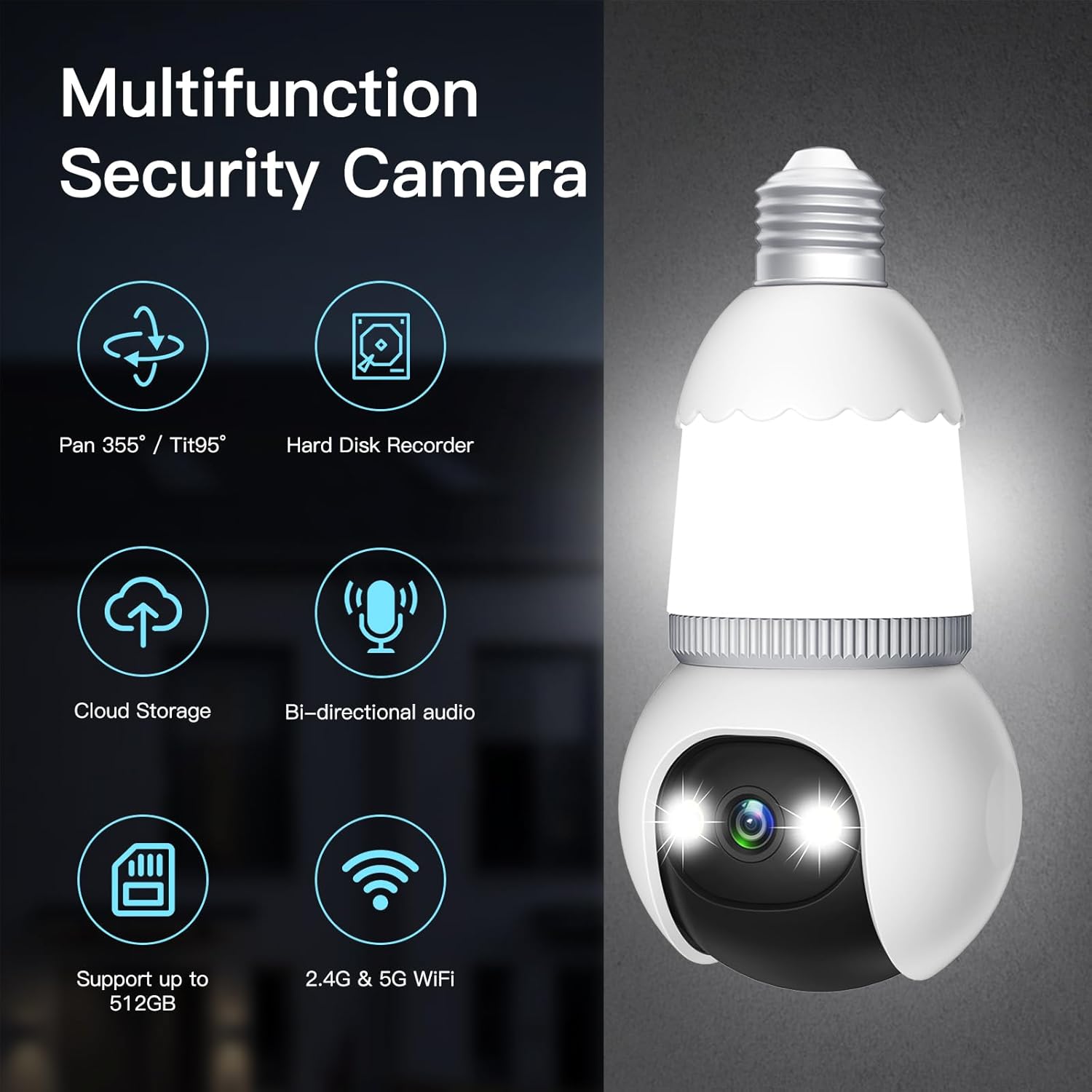 Telecamera per esterni wireless con lampadina